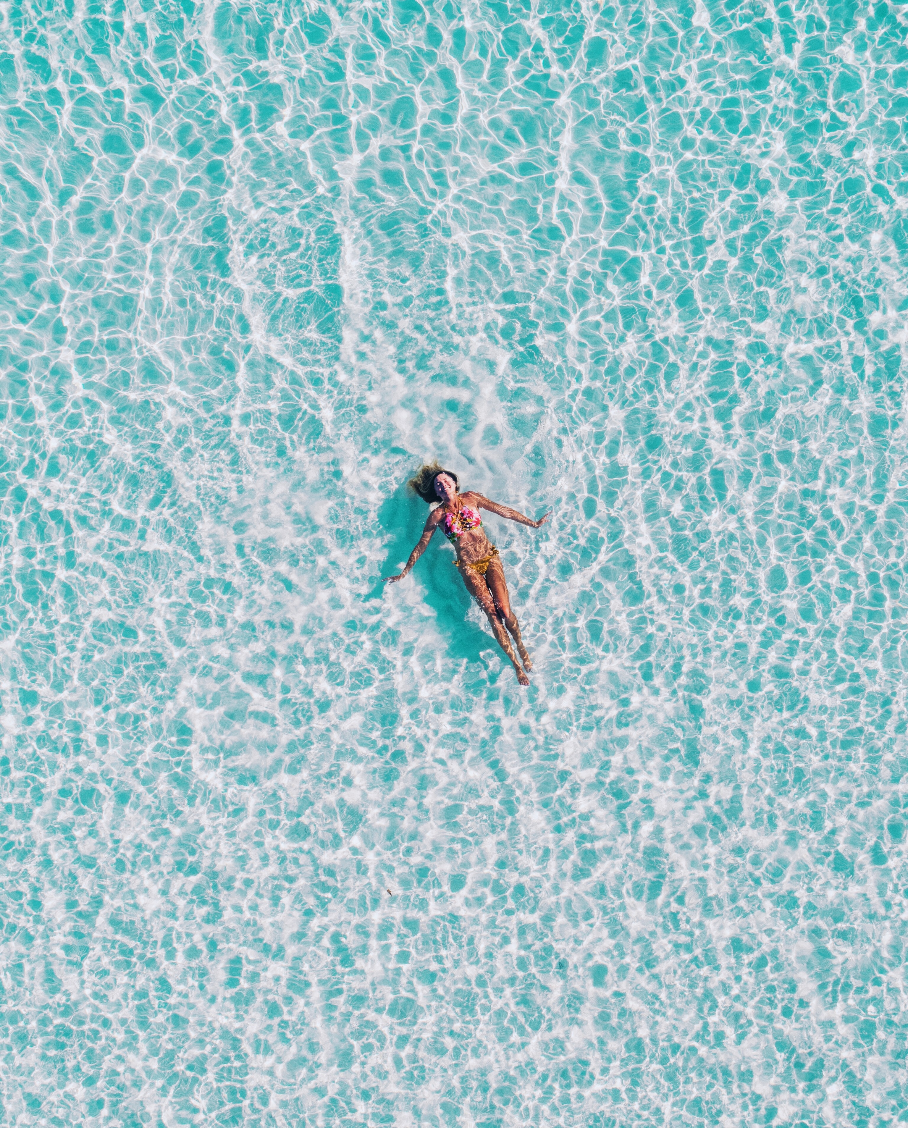 Top view of a pool with woman free stock photo