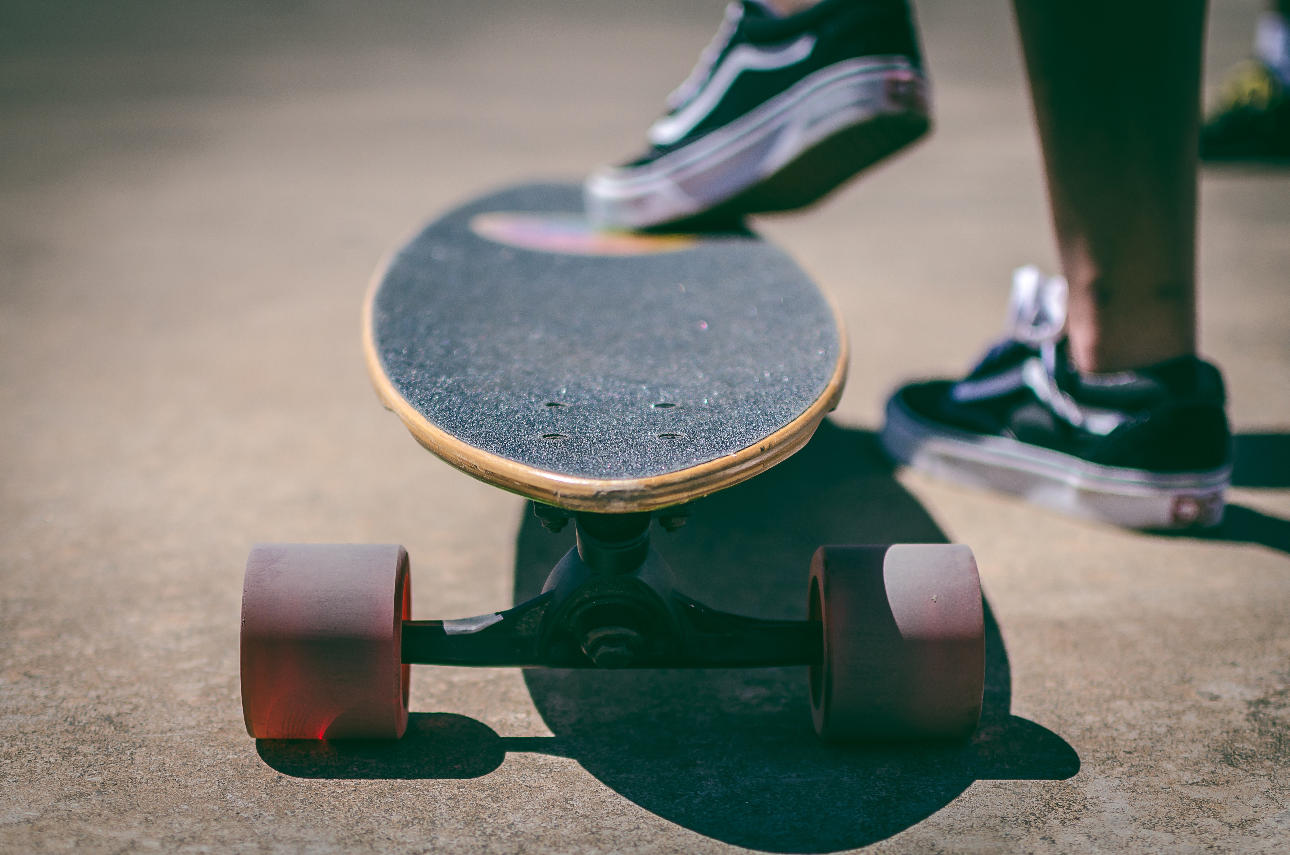 Shallow focus photography of a longboard