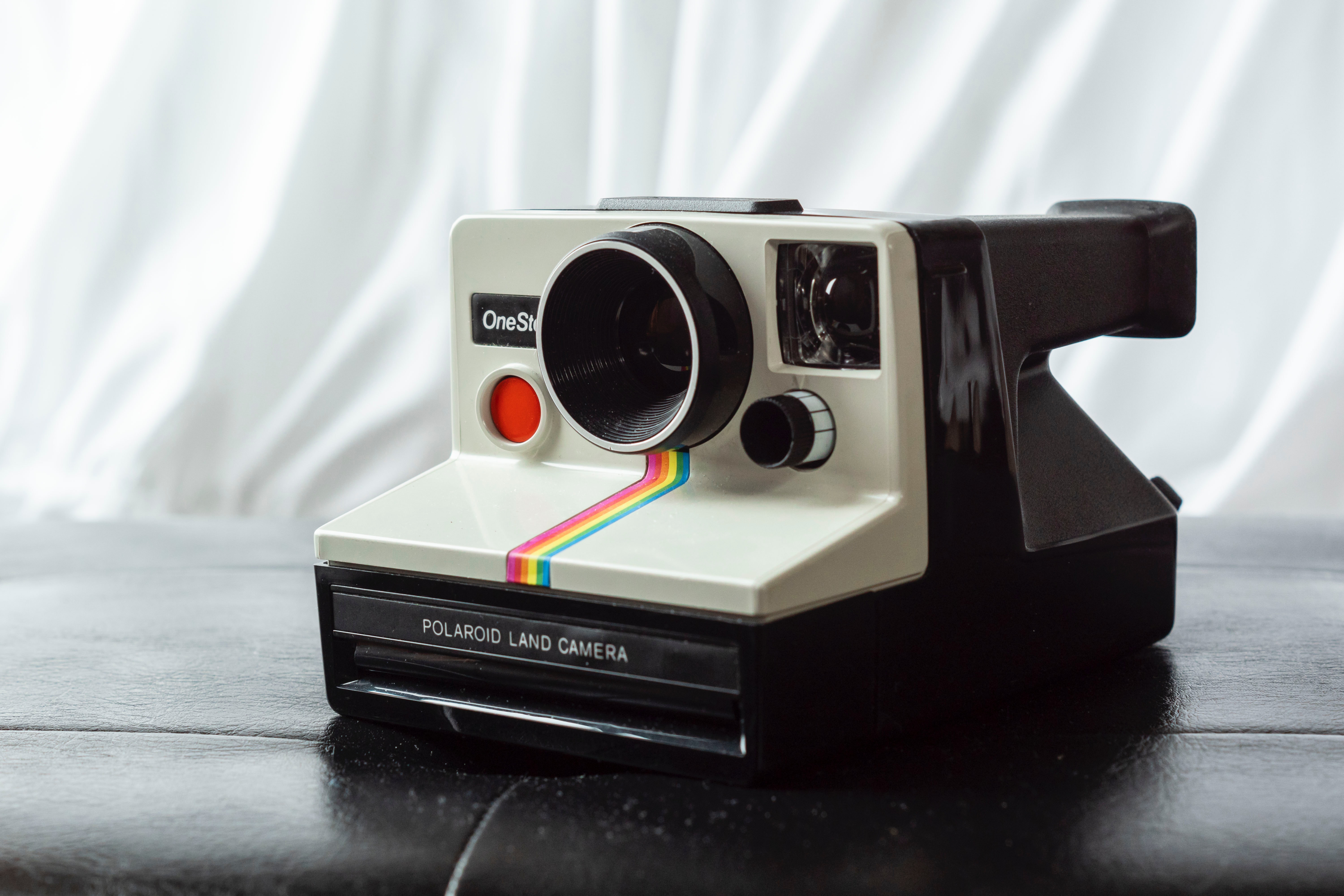White and black Polaroid Land camera