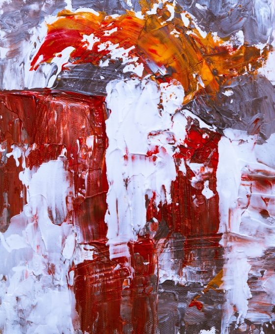 White and red abstract painting