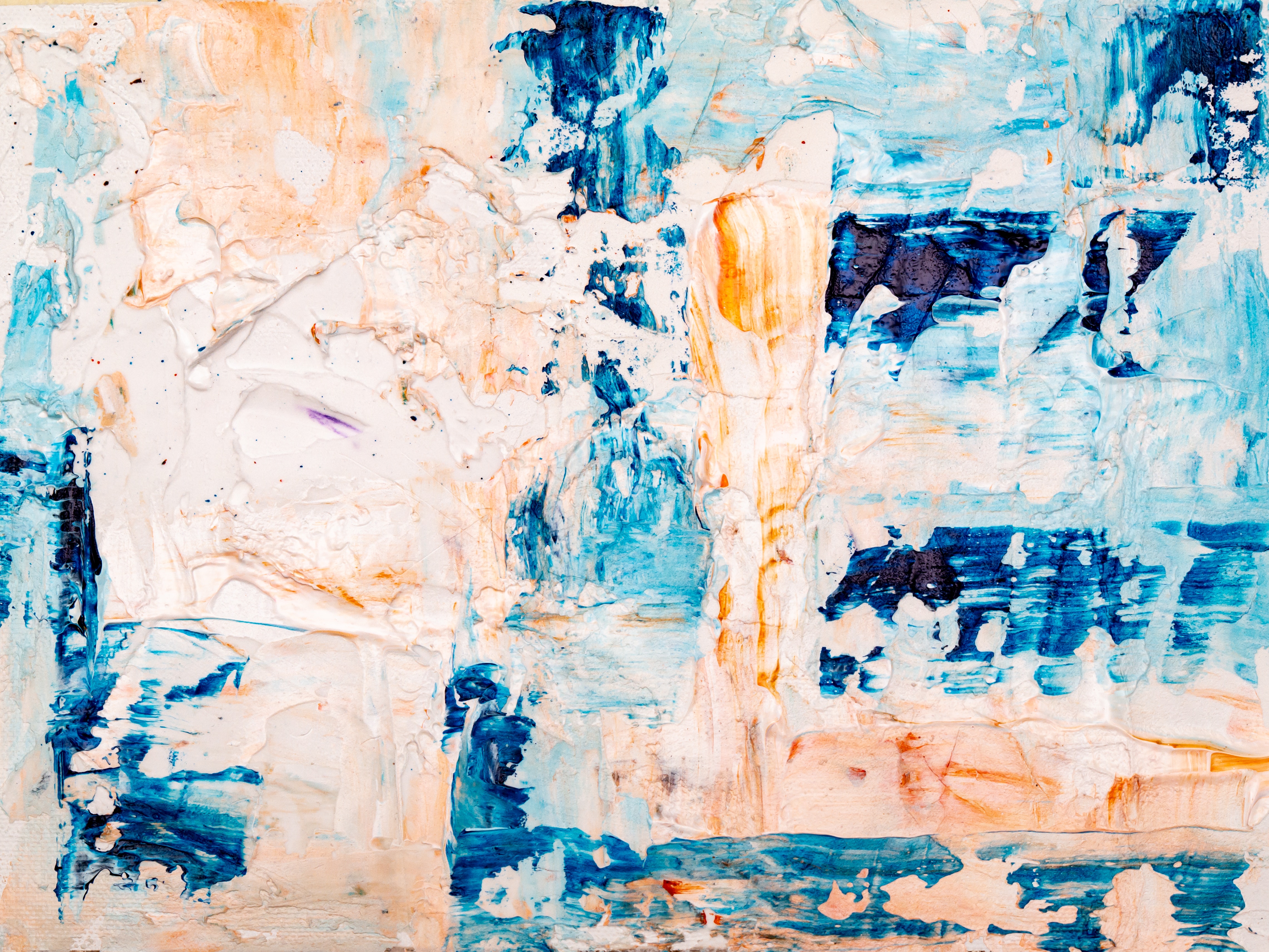 A beige and blue abstract painting