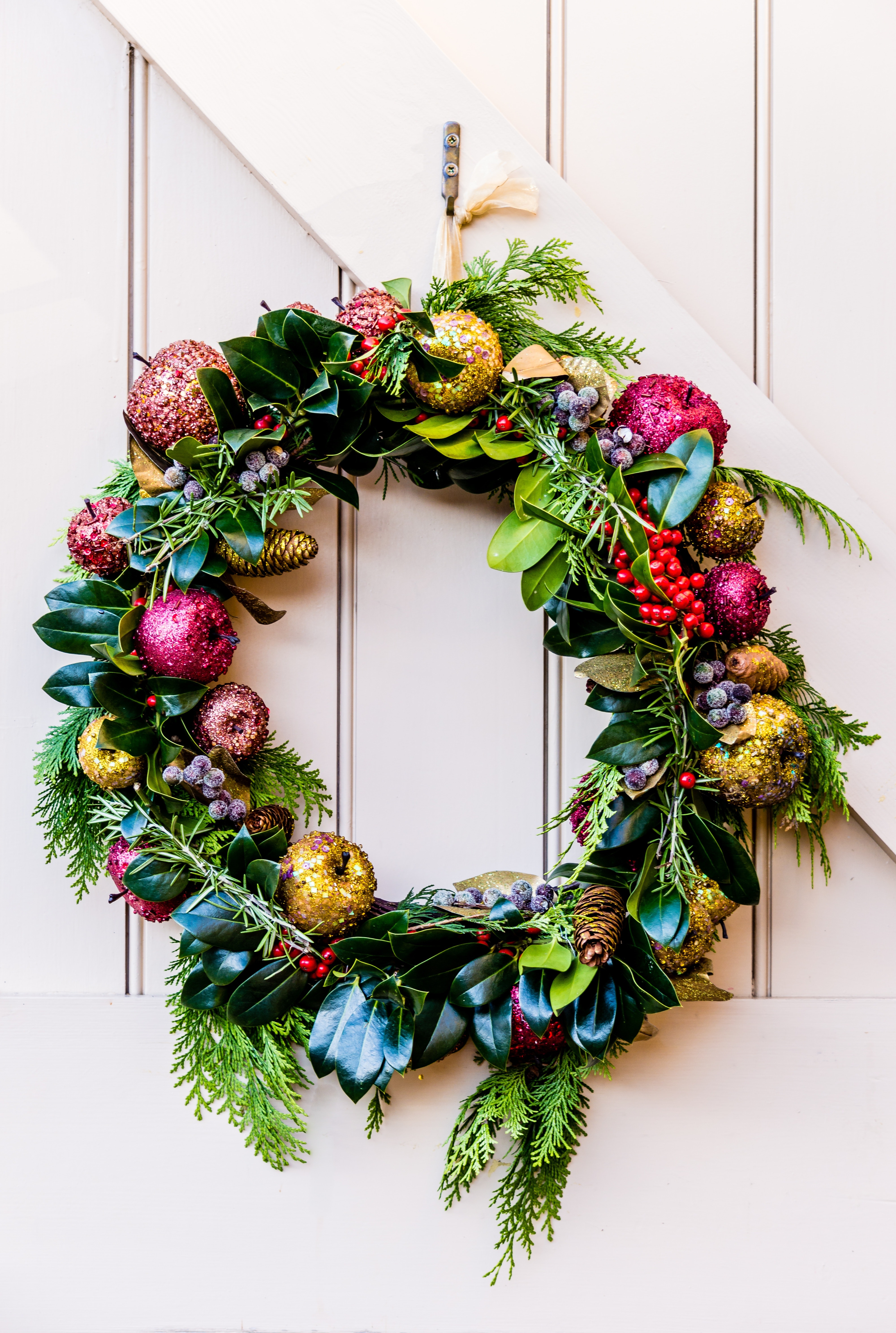 A green and red Christmas wreath