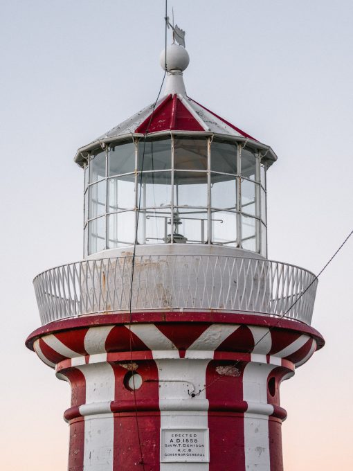 A white and red lighthouse