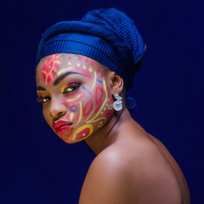 A woman with face paint