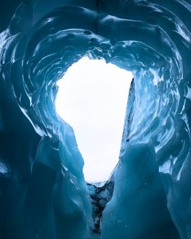 Photo from below an icy hole