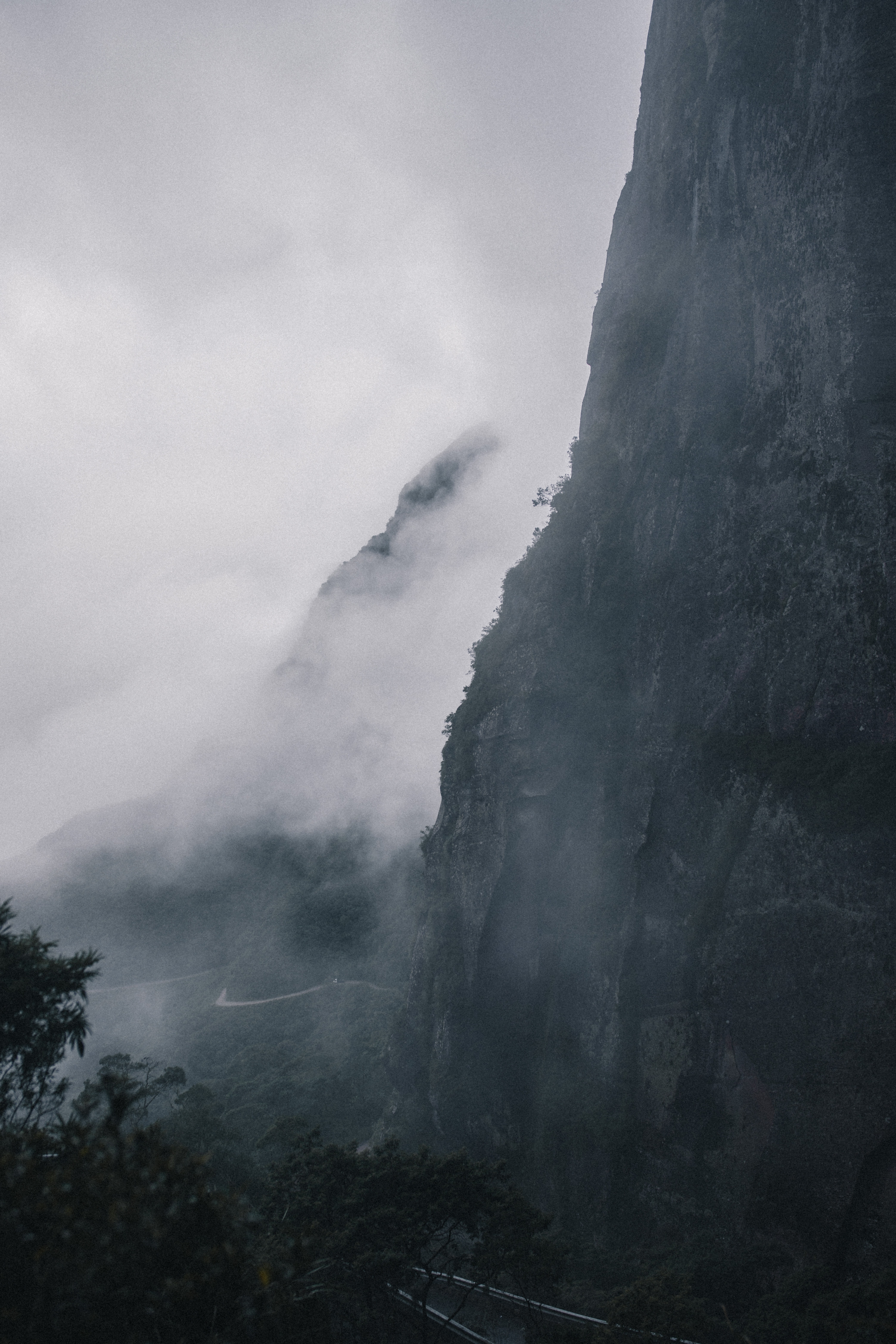 Photo of a foggy mountain