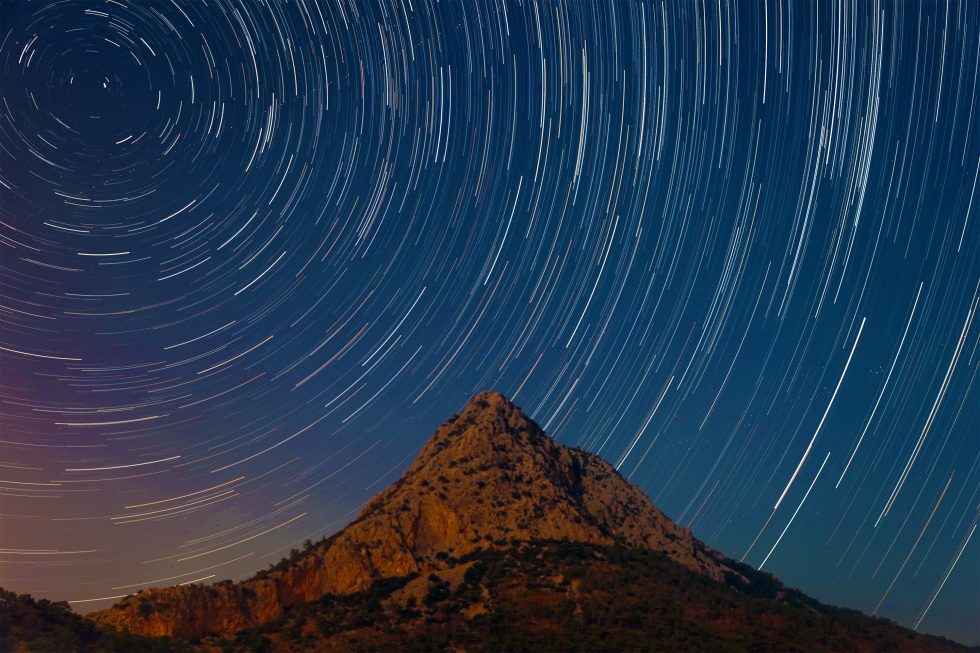 A starry sky in time-lapse mode